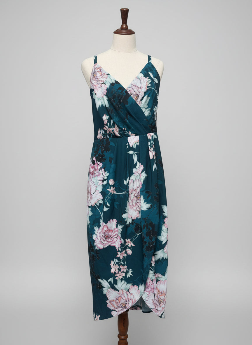 City Chic Teal Floral Dress - S
